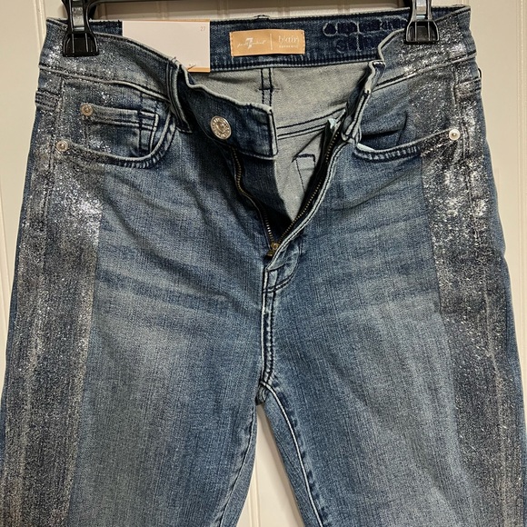 NWT 7 FOR ALL MANKIND B(air) High-waist Ankle Skinny Jeans 27 Glitter - Picture 8 of 13